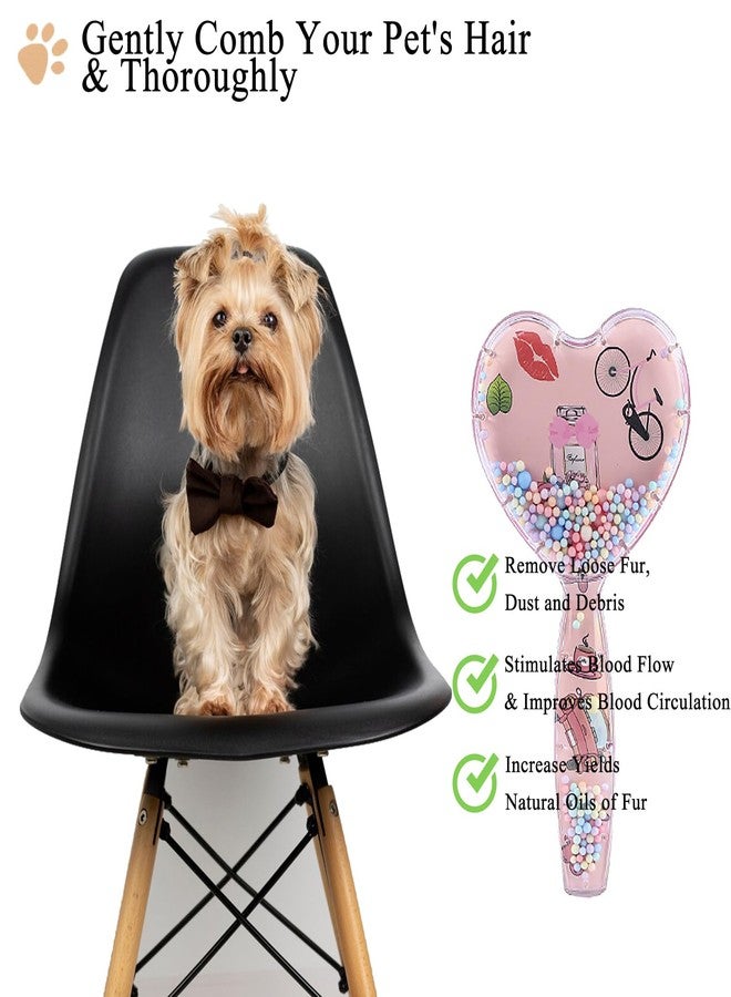 DEEUCHIS Small Dog Brush, Soft Dog Grooming Brush for Shih Tzus, Yorkies, Maltipoos, Maltese, Love Shape Puppy Massaging Pet Hair Brush, Cat Brush, for Small Dogs Cats of All Hair Types (Rose Pink) - Image 3